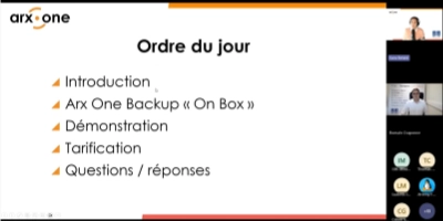 Webinaire Arx One Backup On Box